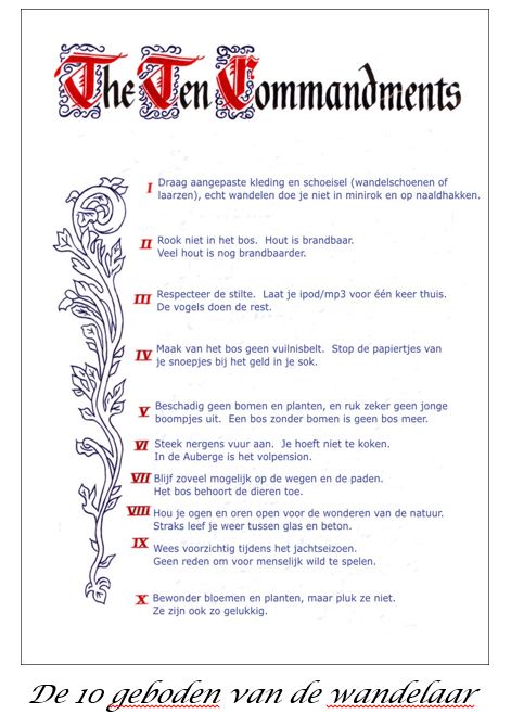 de 10 geboden van de wandelaar